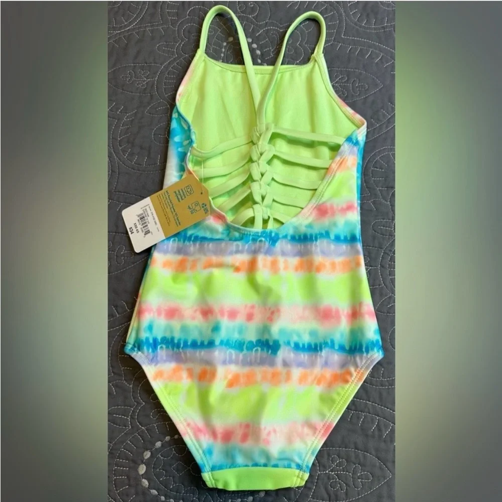 Thereabouts Girls Sunshine Tie Dye One Piece Swimsuit NWT Size S 7/8